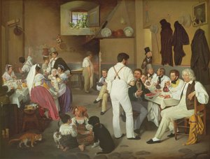 Tanskalaiset taiteilijat Osteria la Gensolassa, Roomassa, 1837